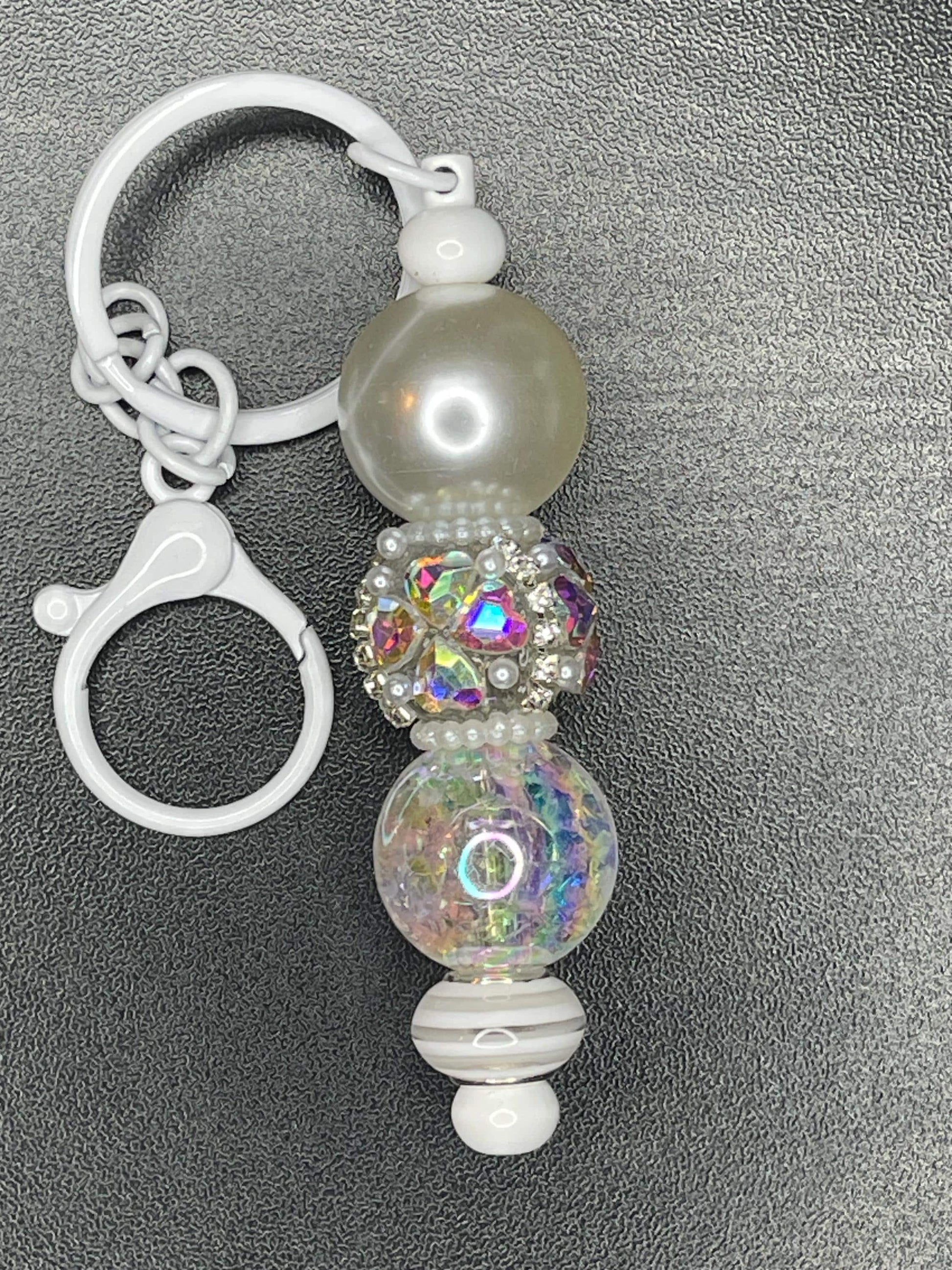 White Beaded Keychains