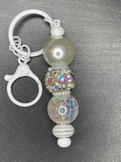 White Beaded Keychains