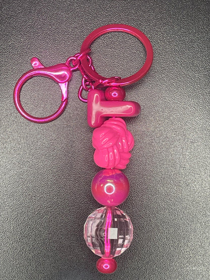 Pink Beaded Keychains