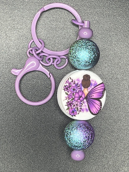 Purple Beaded Keychains