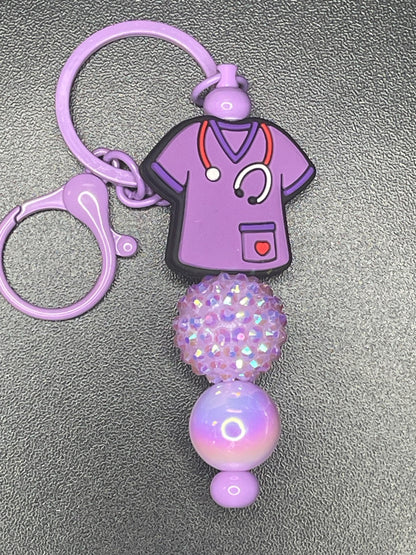 Purple Beaded Keychains