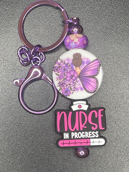 Purple Beaded Keychains