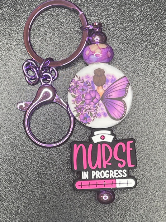 Purple Beaded Keychains