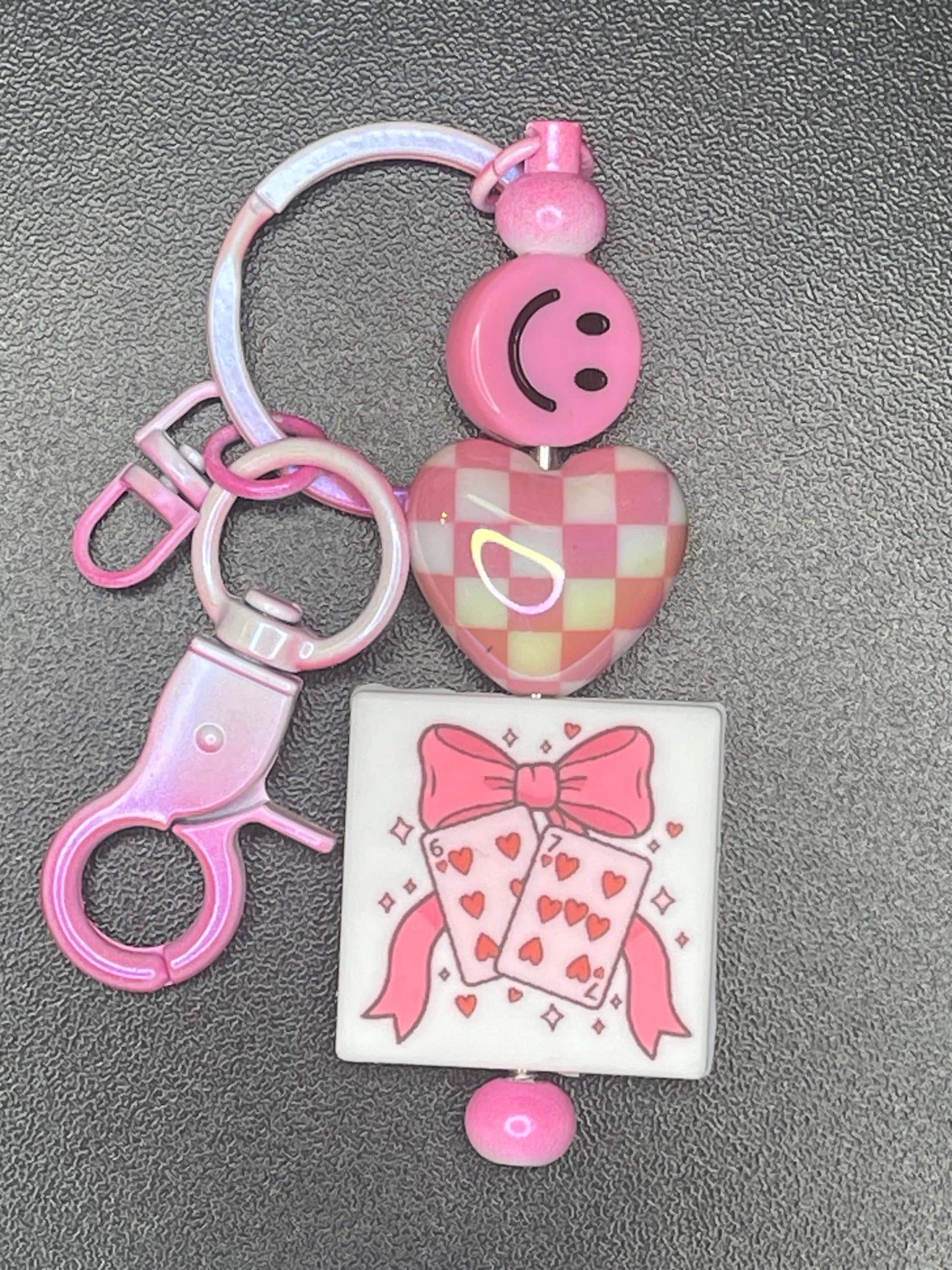 Pink Beaded Keychains