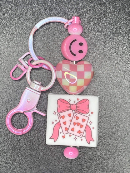 Pink Beaded Keychains
