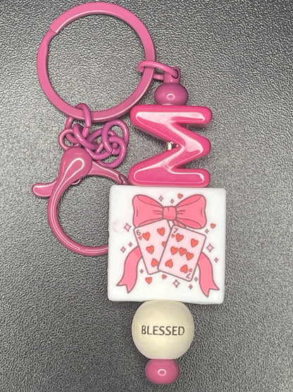 Pink Beaded Keychains