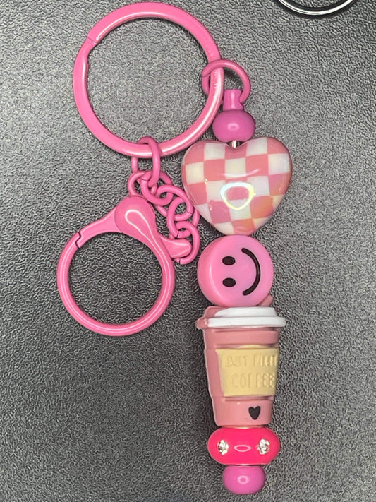 Pink Beaded Keychains