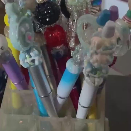 Pink Rhinestoned Beaded Pens
