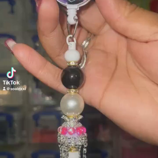Beaded Clip-On ID Badge Reel