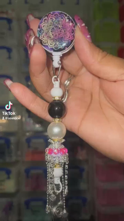 Beaded Clip-On ID Badge Reel